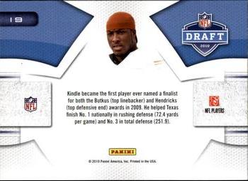 2010 Panini Prestige - NFL Draft #19 Sergio Kindle  Back