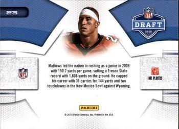 2010 Panini Prestige - NFL Draft #23 Ryan Mathews  Back