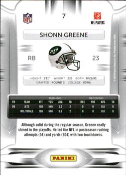 2010 Panini Prestige - Rookie Review #7 Shonn Greene  Back
