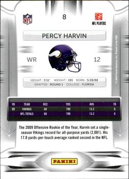 2010 Panini Prestige - Rookie Review #8 Percy Harvin  Back