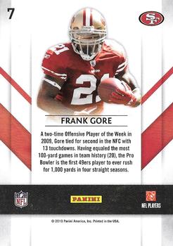 2010 Panini Prestige - True Colors #7 Frank Gore Back