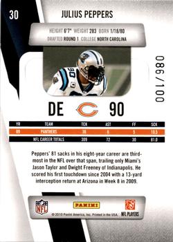 2010 Panini Prestige - Xtra Points Red #30 Julius Peppers  Back