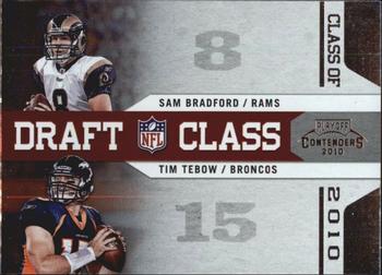 2010 Playoff Contenders - Draft Class #1 Sam Bradford / Tim Tebow  Front