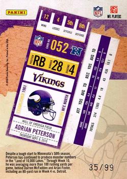 2010 Playoff Contenders - Playoff Ticket #052 Adrian Peterson  Back