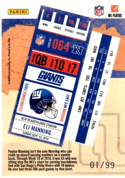 2010 Playoff Contenders - Playoff Ticket #64 Eli Manning  Back