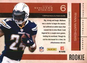 2010 Playoff Contenders - Rookie Roll Call #6 Ryan Mathews  Back