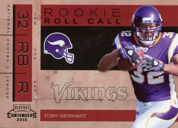 2010 Playoff Contenders - Rookie Roll Call #19 Toby Gerhart  Front