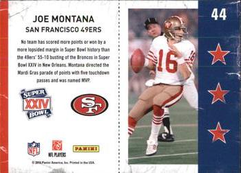 2010 Playoff Contenders - Super Bowl Ticket #44 Joe Montana  Back