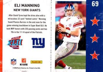 2010 Playoff Contenders - Super Bowl Ticket #69 Eli Manning  Back