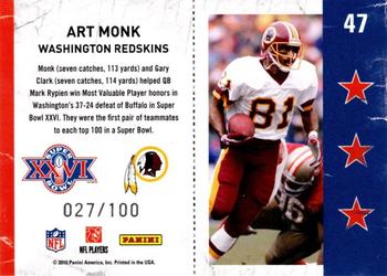 2010 Playoff Contenders - Super Bowl Ticket Gold #47 Art Monk  Back