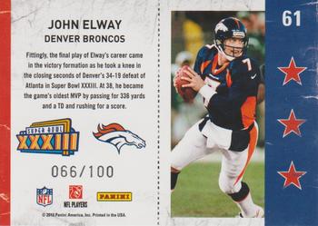 2010 Playoff Contenders - Super Bowl Ticket Gold #61 John Elway  Back