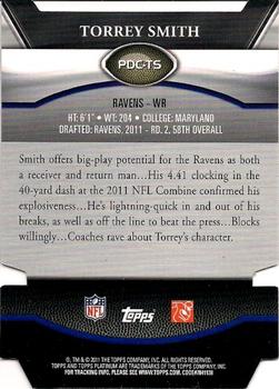 2011 Topps Platinum - Die Cuts #PDC-TS Torrey Smith Back