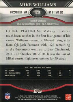 2011 Topps Platinum - Gold #23 Mike Williams  Back