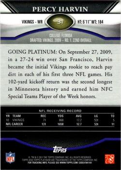 2011 Topps Platinum - Gold #31 Percy Harvin  Back