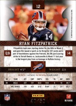 2010 Panini Plates & Patches - Gold #12 Ryan Fitzpatrick  Back