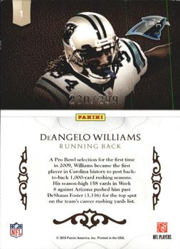 2010 Panini Plates & Patches - Honors #1 DeAngelo Williams  Back