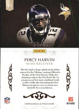 2010 Panini Plates & Patches - Honors #21 Percy Harvin  Back