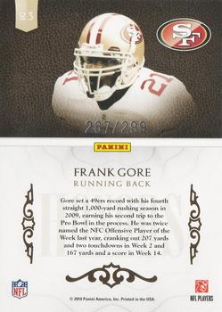 2010 Panini Plates & Patches - Honors #23 Frank Gore  Back