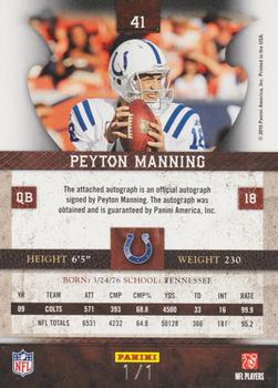 2010 Panini Plates & Patches - Signatures Platinum #41 Peyton Manning  Back