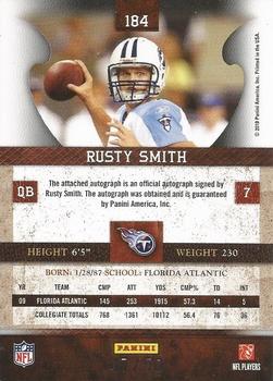 2010 Panini Plates & Patches - Signatures Silver #184 Rusty Smith  Back