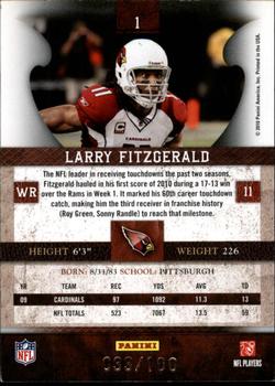 2010 Panini Plates & Patches - Silver #1 Larry Fitzgerald  Back