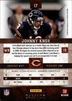 2010 Panini Plates & Patches - Silver #17 Johnny Knox  Back