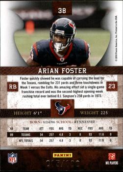 2010 Panini Plates & Patches - Silver #38 Arian Foster  Back