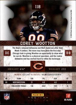 2010 Panini Plates & Patches - Silver #118 Corey Wootton  Back
