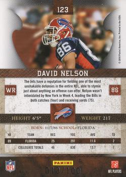 2010 Panini Plates & Patches - Silver #123 David Nelson  Back