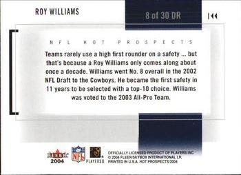2004 Fleer Hot Prospects - Draft Rewind #8 DR Roy Williams Back