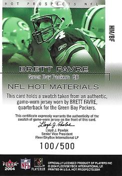 2004 Fleer Hot Prospects - Hot Materials #HM/BF Brett Favre Back