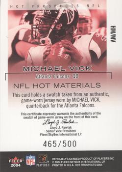 2004 Fleer Hot Prospects - Hot Materials #HM/MV Michael Vick Back