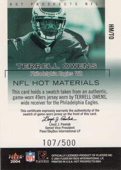 2004 Fleer Hot Prospects - Hot Materials #HM/TO Terrell Owens Back