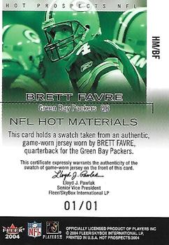 2004 Fleer Hot Prospects - Hot Materials White Hot #HM/BF Brett Favre Back