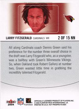 2004 Fleer Hot Prospects - Notable Newcomers #2  NN Larry Fitzgerald Back