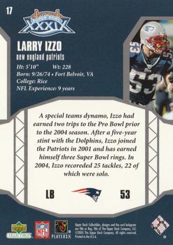 2005 Upper Deck Collectibles Super Bowl XXXIX Champions #17 Larry Izzo Back