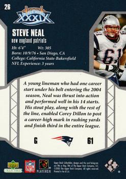 2005 Upper Deck Collectibles Super Bowl XXXIX Champions #26 Steve Neal Back