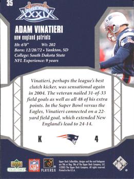 2005 Upper Deck Collectibles Super Bowl XXXIX Champions #35 Adam Vinatieri Back