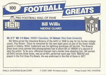 1989 Swell Greats #100 Bill Willis Back