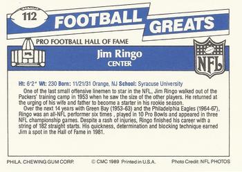 1989 Swell Greats #112 Jim Ringo Back