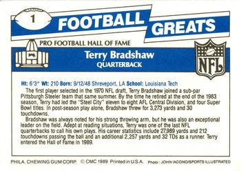 1989 Swell Greats #1 Terry Bradshaw Back