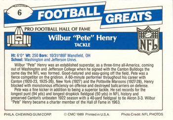 1989 Swell Greats #6 Wilbur Henry Back