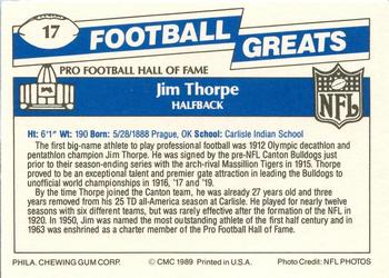 1989 Swell Greats #17 Jim Thorpe Back