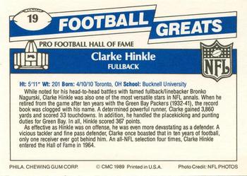 1989 Swell Greats #19 Clarke Hinkle Back