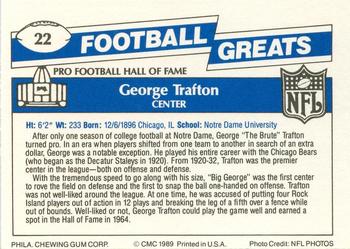 1989 Swell Greats #22 George Trafton Back