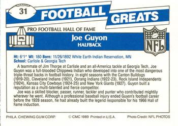 1989 Swell Greats #31 Joe Guyon Back