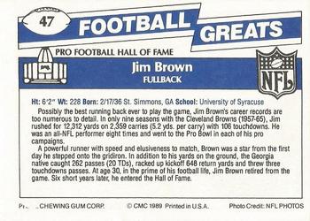 1989 Swell Greats #47 Jim Brown Back