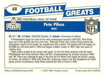1989 Swell Greats #48 Pete Pihos Back