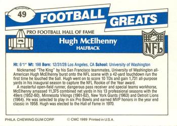 1989 Swell Greats #49 Hugh McElhenny Back