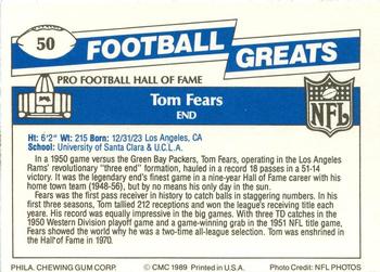1989 Swell Greats #50 Tom Fears Back